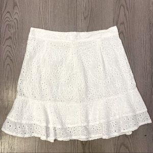 Fashion on Earth White Lace Ruffle Mini Skirt